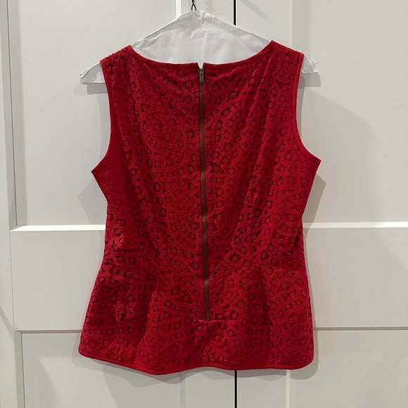 BR Factory Red Lace Peplum Top - Picture 2 of 2